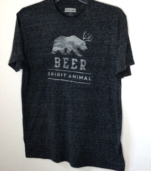 State of Mine "Beer Spirit Animal" Gray Heathered T-Shirt Size L
